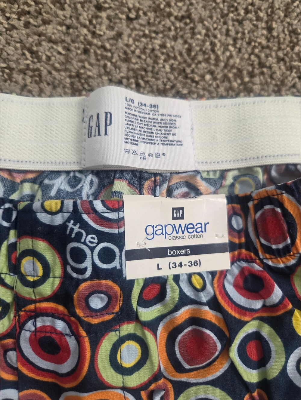 Vintage 1998 Gapwear Boxers NWT Deadstock 90s Geometric Circle Pattern Large
